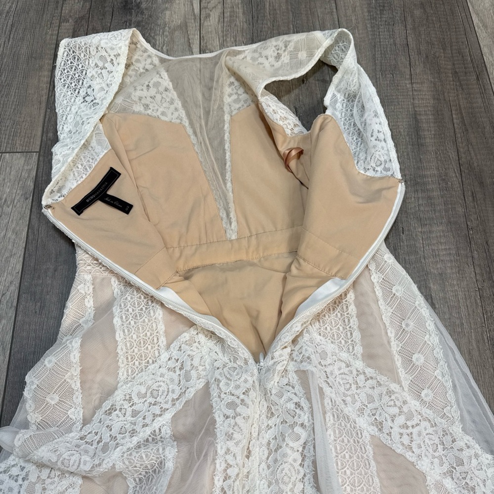 BCBGMaxAzria White and Cream Lace Midi Dress - Picture 6 of 8